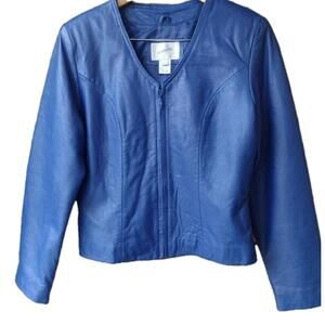 Stylish Blue Women's Handmade Real Lambskin Leather Jacket New Motorcycle Biker